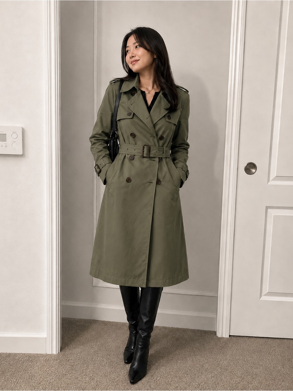 J. Crew double breasted Women's Sage green button Trench Coat